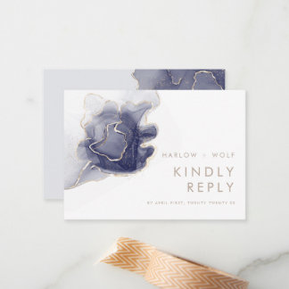 Middelnachtzeemacht Gold Elegant Modern Wedding RS Notitiekaartje