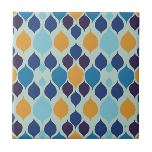 Middelste eeuw jaren '60: Geometrisch blauw Tegeltje (Voorkant)