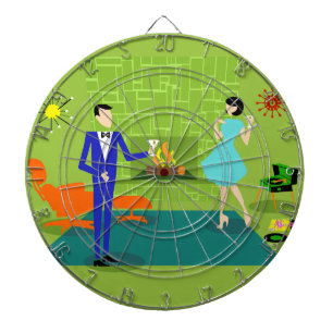 Middelste eeuw Modern Couple Dart Board Dartbord