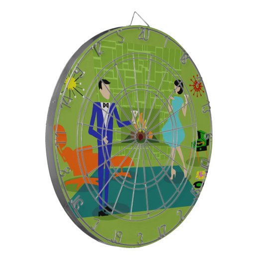 Middelste eeuw Modern Couple Dart Board Dartbord (Voorkant Links)