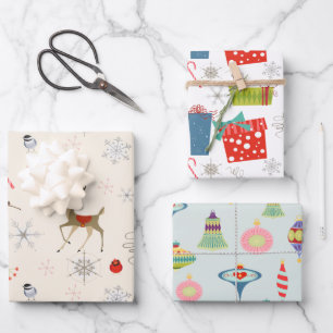 Middelste eeuw Modern Retro Pink 1950's atoomtij Inpakpapier Vel