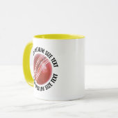 Middelste Text GEEL Combo 11oz Aangepaste Cricket Mok (Voorkant links)