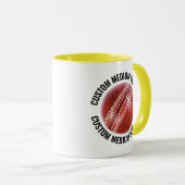 Middelste Text GEEL Combo 11oz Aangepaste Cricket Mok (Voorkant rechts)