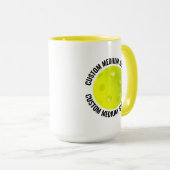 Middelste Text GEEL Combo 15oz Aangepaste Pickleba Mok (Voorkant rechts)