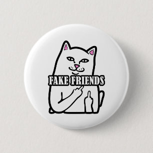Middelvinger Fake Friends Ronde Button 5,7 Cm