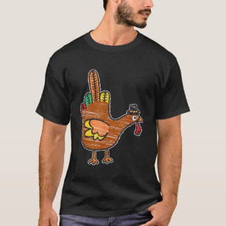 Middelvinger Thanksgiving Turkije Kinder Vogelteke T-shirt