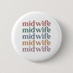 Middelvrouw Retro Midwifery Gift Ronde Button 5,7 Cm