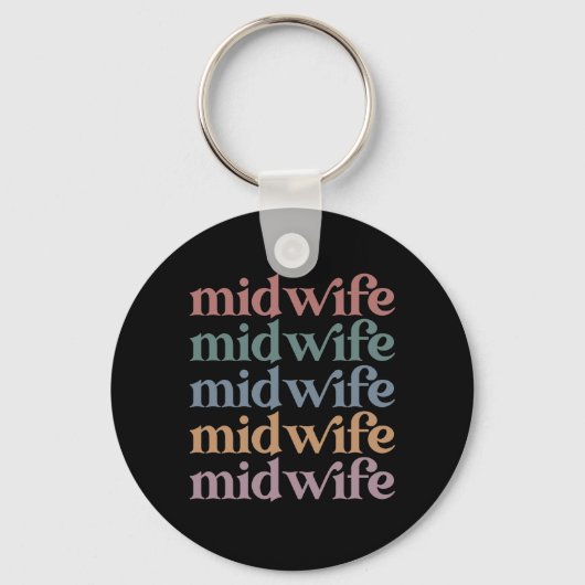 Middelvrouw Retro  Midwifery Gift Sleutelhanger (Voorkant)