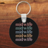 Middelvrouw Retro  Midwifery Gift Sleutelhanger (Voorkant)