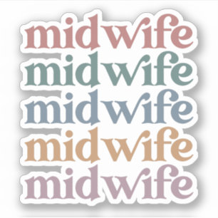 Middelvrouw Retro Midwifery Gift Sticker