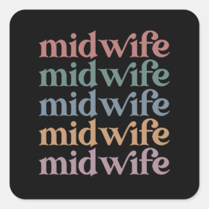 Middelvrouw Retro Midwifery Gift Vierkante Sticker