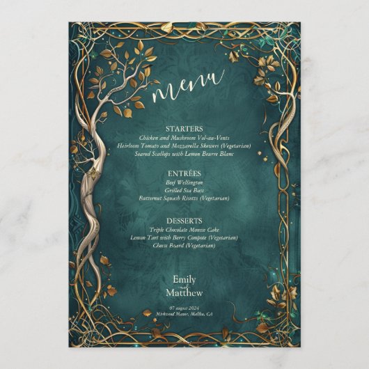 Midden-aarde Majesteit bruiloft Menu (Voorkant)