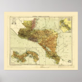 Midden-Amerika en Panama Map c. 1920 Poster (Voorkant)
