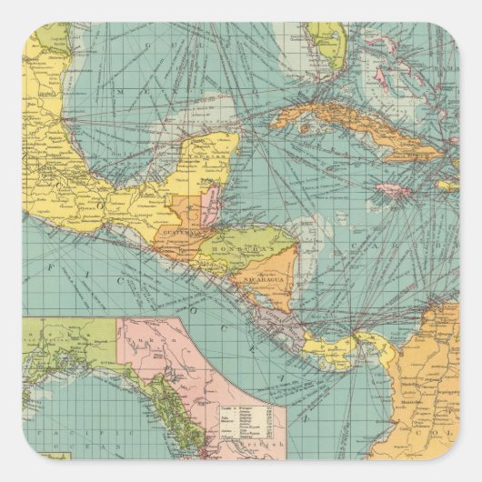 Midden-Amerika Vierkante Sticker (Voorkant)