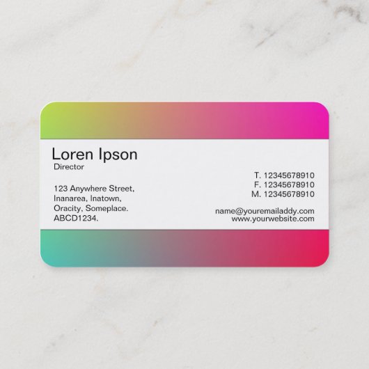 Midden band (gesneden) - gradiënt Y,M,B,R, Visitekaartje (Achterkant)