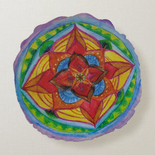 Midden Bloem Mandala Zen Rond Sierkussen (16") Kussen