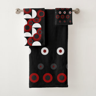 Midden-Centraal Modern rood, zwart en grijs Bad Handdoek