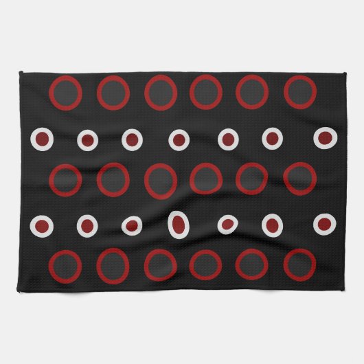 Midden-Centraal Modern rood, zwart en grijs Theedoek (Horizontaal)