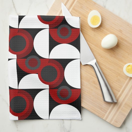 Midden-Centraal Modern rood, zwart en grijs Theedoek (Quarter Fold)