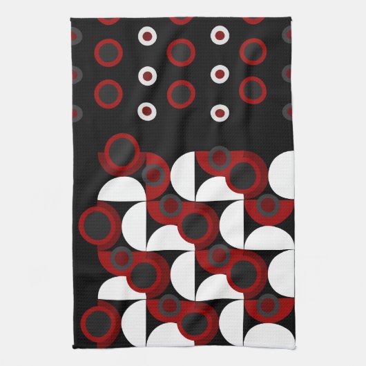 Midden-Centraal Modern rood, zwart en grijs Theedoek (Verticaal)