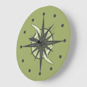 Midden-Centraal Modern Sputnik Starburst Chartreus Grote Klok (Hoek)