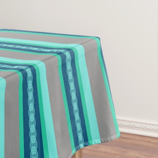 Midden-Century awning stripe - turquoise & grijs Tafelkleed (Voorbeeld)