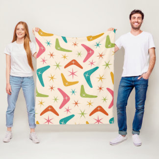 Midden-Century Boomerang met Retro Starbursts Fleece Deken