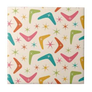 Midden-Century Boomerang met Retro starbursts Tegeltje