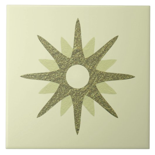 Midden-Century Green Starburst | Groot Tegeltje (Voorkant)