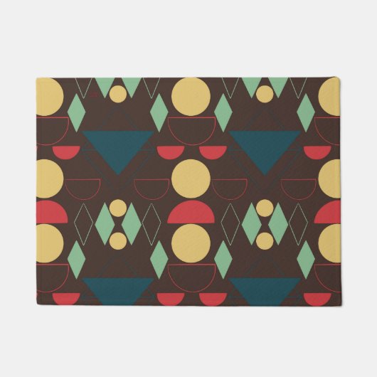 Midden-century Mod Geometric Brown Deurmat (Voorkant)