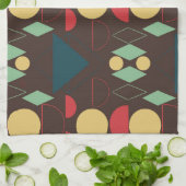 Midden-century Mod Geometric Brown Theedoek (Gevouwen)