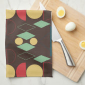 Midden-century Mod Geometric Brown Theedoek (Quarter Fold)