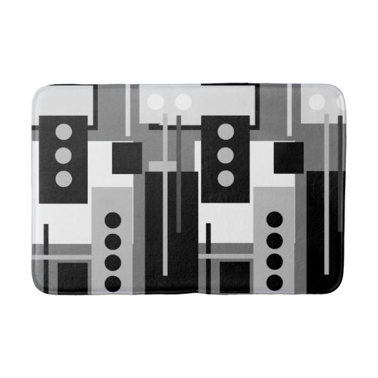 Midden-century Modern Abstract zwart wit en grijs Badmat (Voorkant)