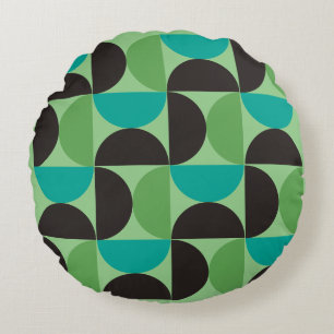 Midden-century Modern Brown green and turkooise Rond Kussen