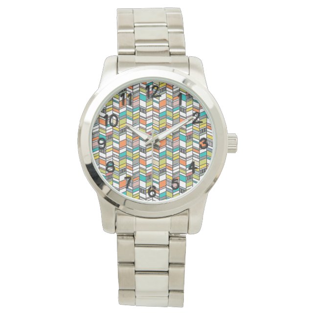 Midden-century Modern Herringbone Horloge (Voorkant)