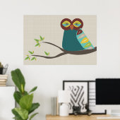 Midden-Century Modern Owl Poster (Thuiskantoor)