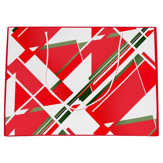 Midden-century modern wit rood met groene elemente groot cadeauzakje (Voorkant)