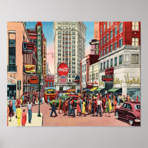 Midden-Century Peachtree St. Atlanta Georgia Poster