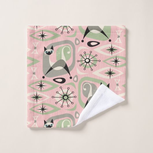 Midden-Century Siamese Cat Abstract Bad Handdoek (Wasdoekje)