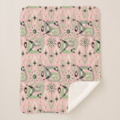 Midden-Century Siamese Cat Abstract Sherpa Deken (Voorkant)