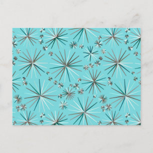 Midden-Century Sputnik patroon, Robin's Egg Blue Briefkaart