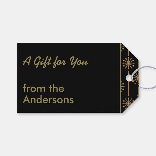 Midden-century Starburst Stripe Custom Colours SVG Cadeaulabel (Voorkant (Horizontaal))