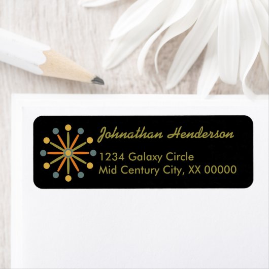 Midden-century Starburst Stripe Custom Colours SVG Etiket (Insitu)