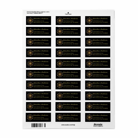 Midden-century Starburst Stripe Custom Colours SVG Etiket (Full Sheet)