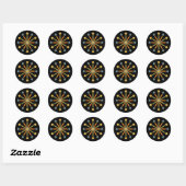Midden-century Starburst Stripe Custom Colours SVG Ronde Sticker (Vel)