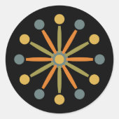 Midden-century Starburst Stripe Custom Colours SVG Ronde Sticker (Voorkant)