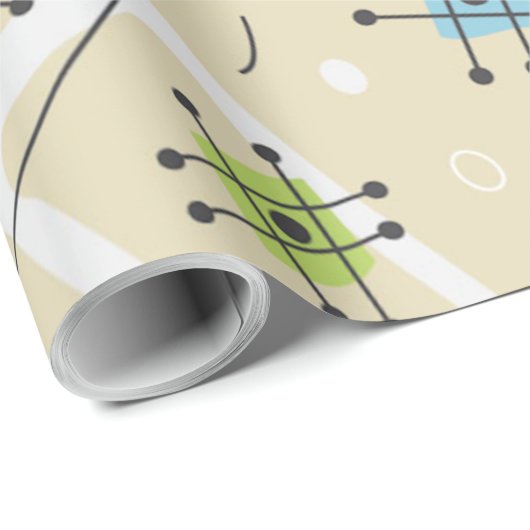 Midden-eeuw 1950 hashmarks tan cadeaupapier (Rol Hoek)