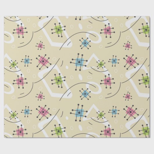 Midden-eeuw 1950 hashmarks tan cadeaupapier (Vlak)