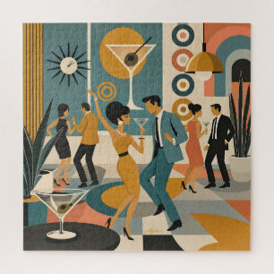 Midden Eeuw 60-er Jaren Hip Martini Cocktail Dansf Legpuzzel