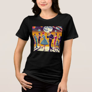 Midden eeuw 60er jaren Space Age Cocktailparty Tri-Blend Shirt